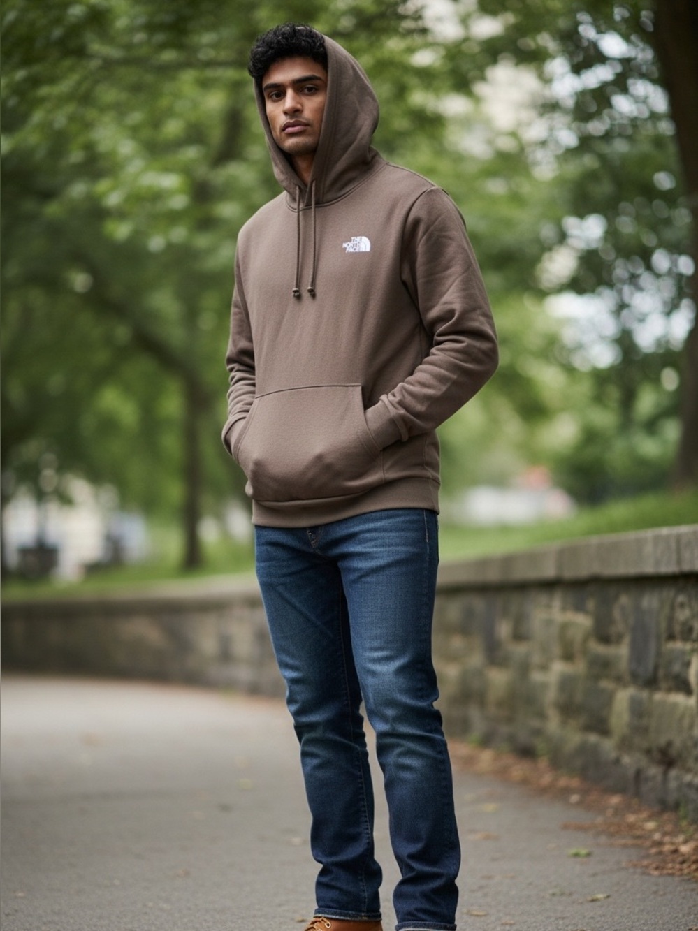 The North Face Evolution Box NSE Hoodie Brown Sz S